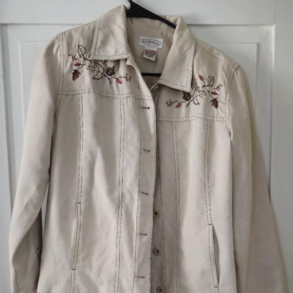 Northern Reflections Cream Embroidered Button Down Jacket Sm